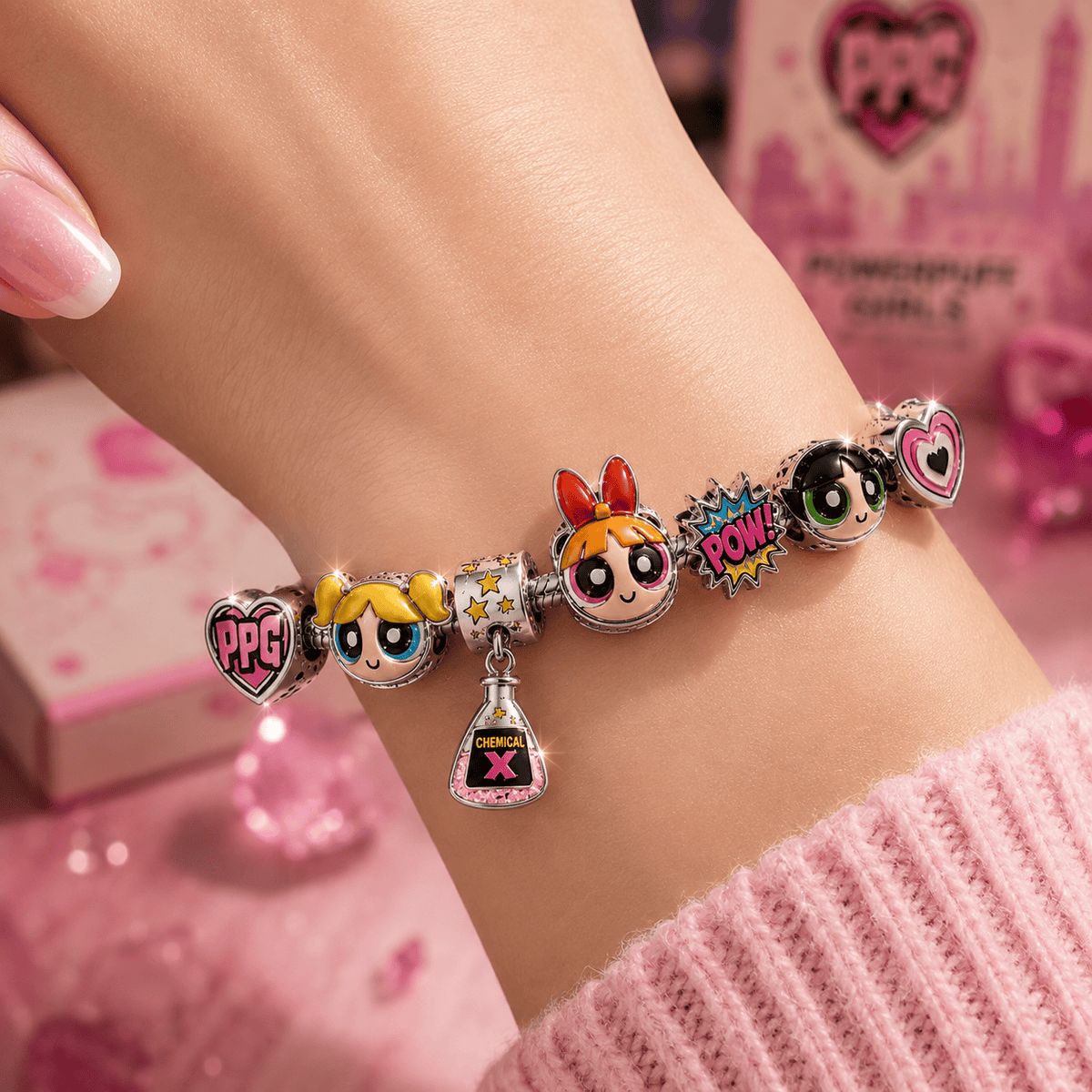 TPPG Silver Charm Bracelet Set PNPA