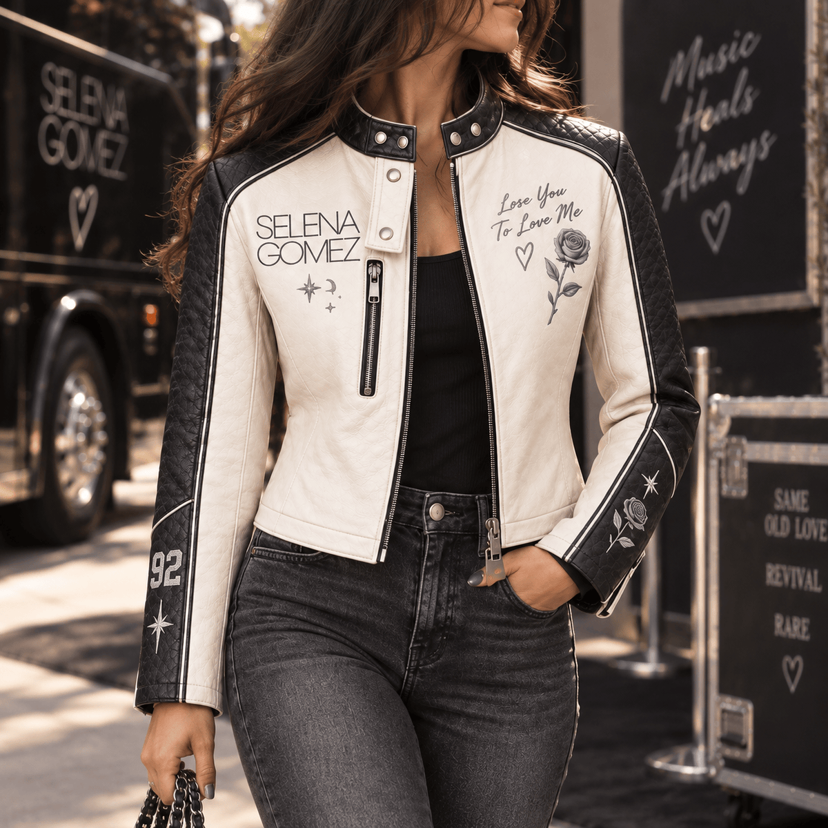 Premium SLNG Cropped Leather Zipper Jacket PVNA