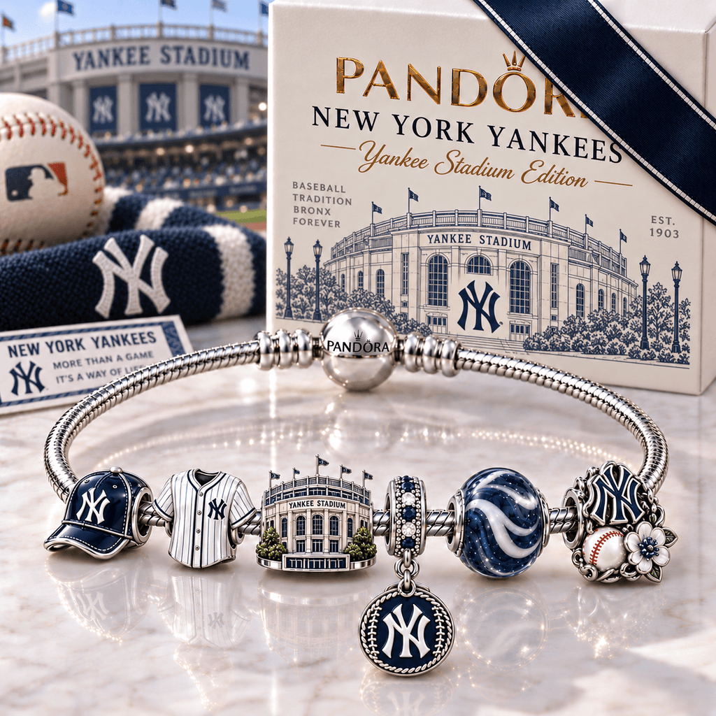 NYY Silver Charm Bracelet Set NHVH