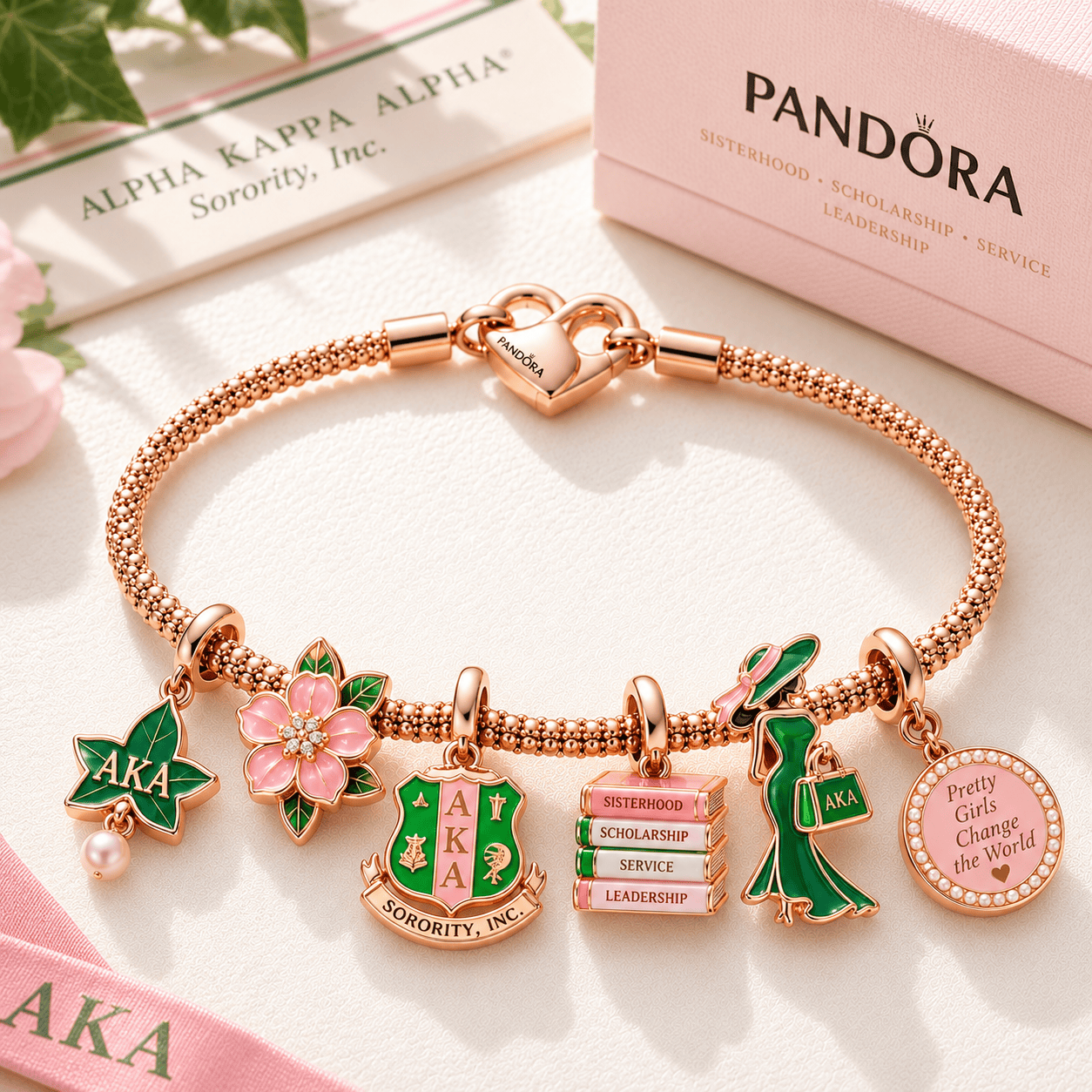 AKA Rose Gold Charm Bracelet Set TTTT