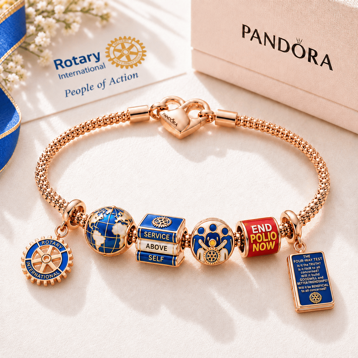 ROTI Rose Gold Charm Bracelet Set TTTT