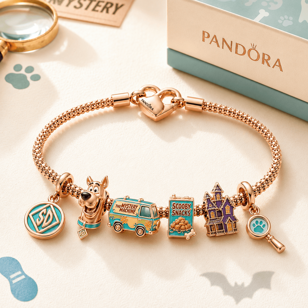 SCBD Rose Gold Charm Bracelet Set TTTT