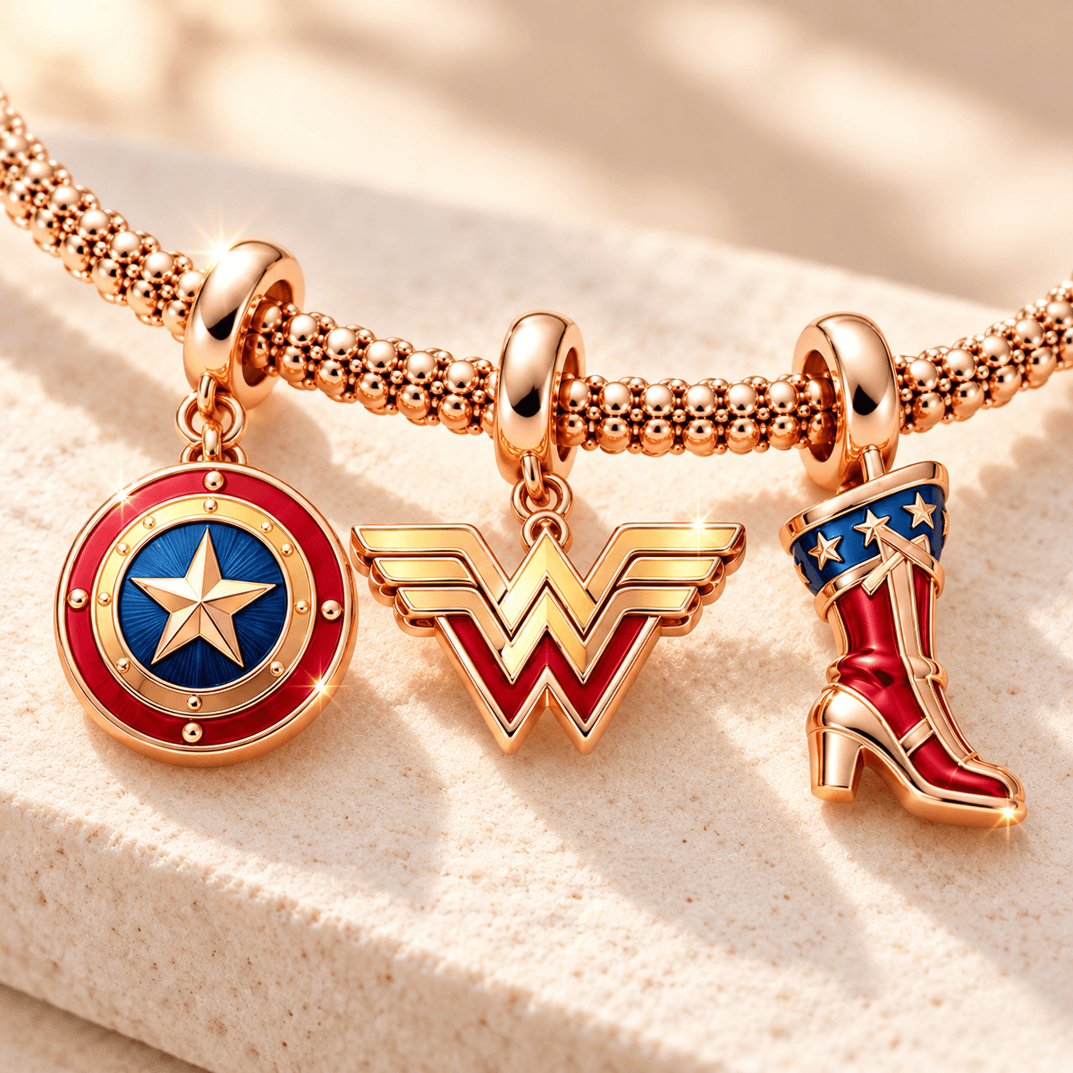 WDWM Rose Gold Charm Bracelet Set TTTT