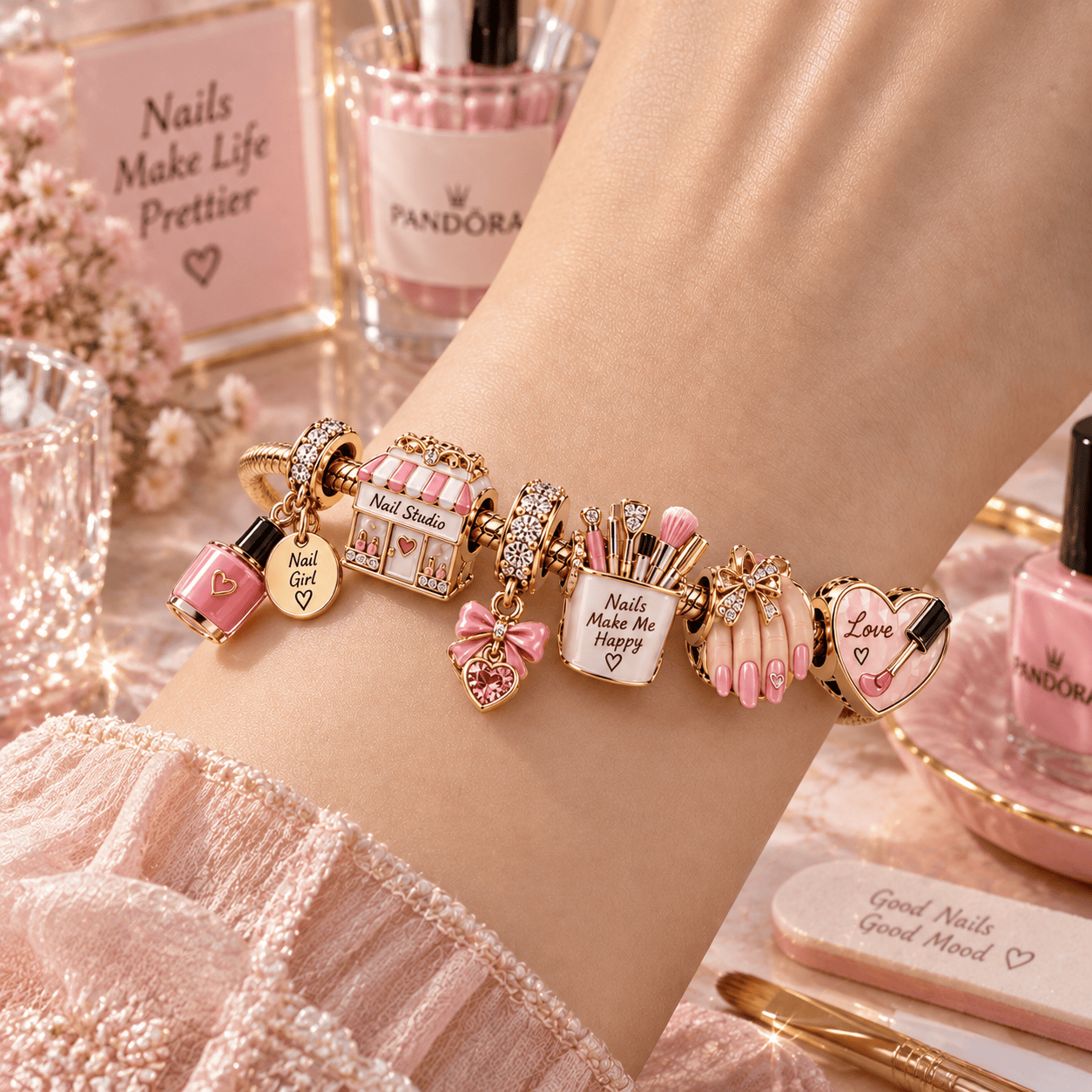 NAIL Gold Charm Bracelet Set PTT