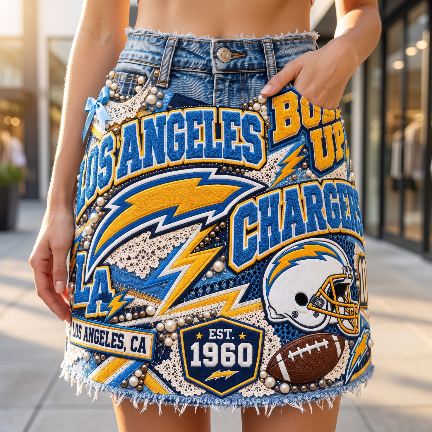 LAC Embellished Denim Skirt NTKO
