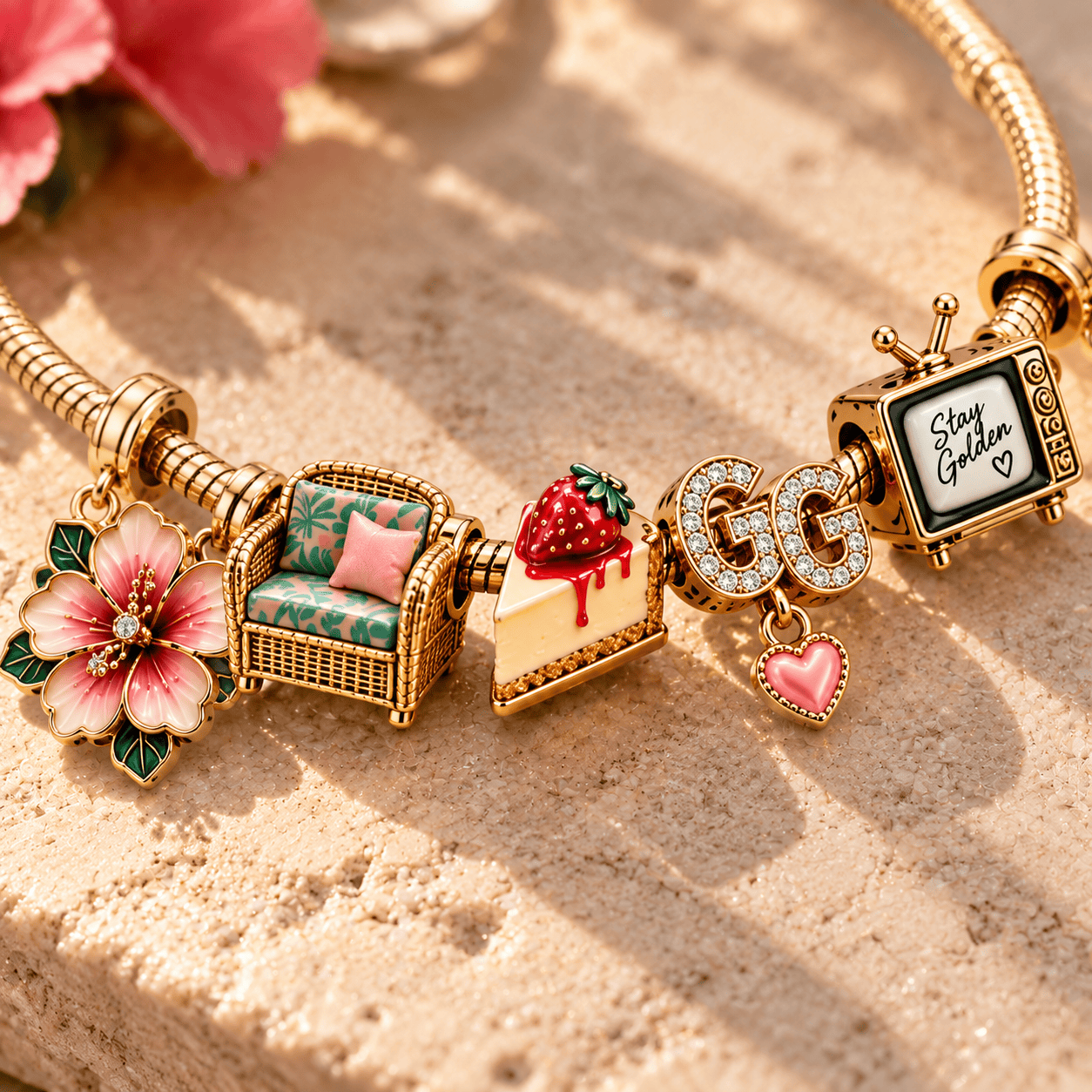 TGG Gold Charm Bracelet Set PTT