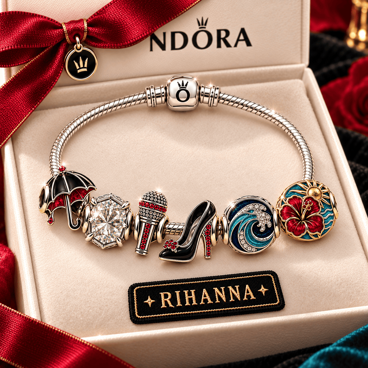RHN Silver Charm Bracelet Set PNPA
