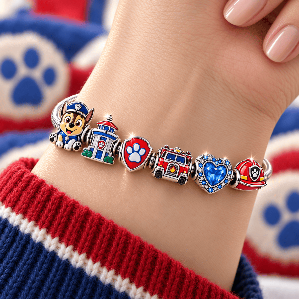 PAWP Silver Charm Bracelet Set PNPA