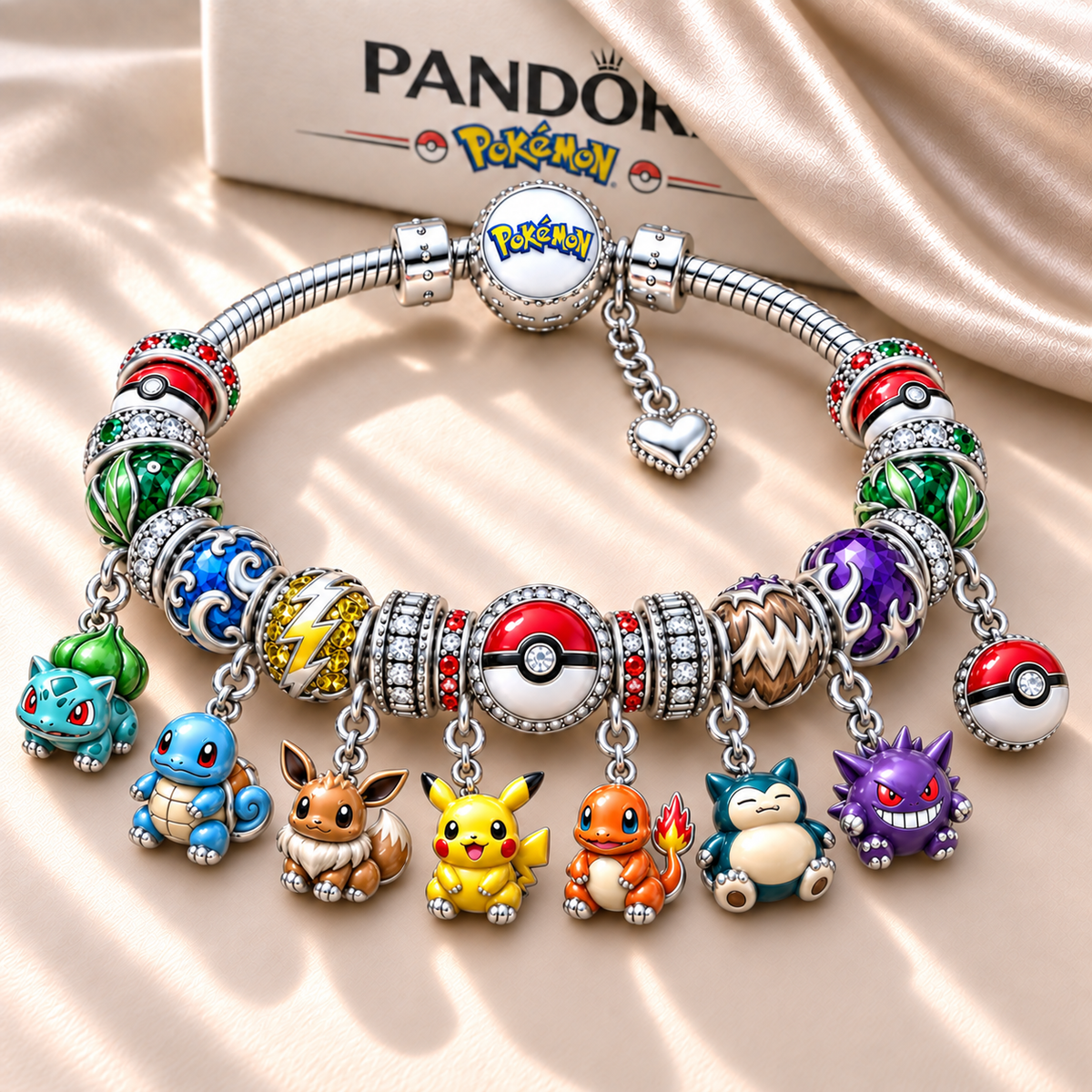PKM Silver Charm Bracelet Set NTTB
