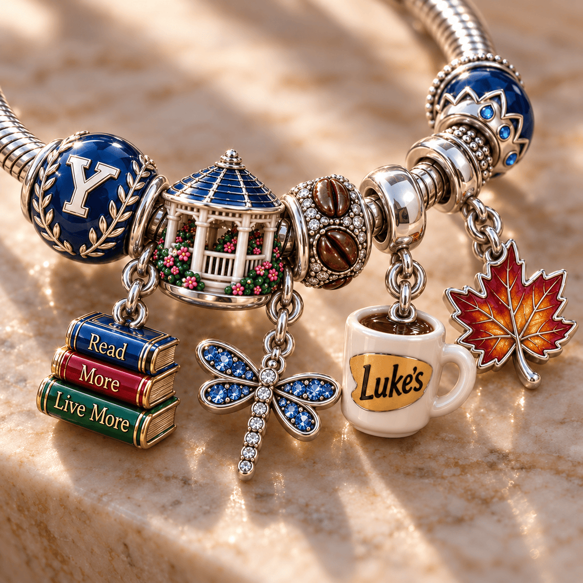 GMG Silver Charm Bracelet Set NTTB