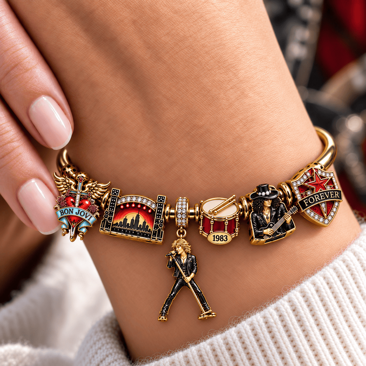 BJV Silver Charm Bracelet Set NTVA