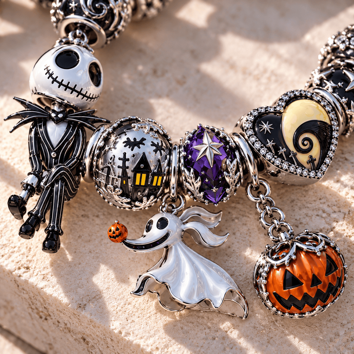 TNBC Silver Charm Bracelet Set NTTB