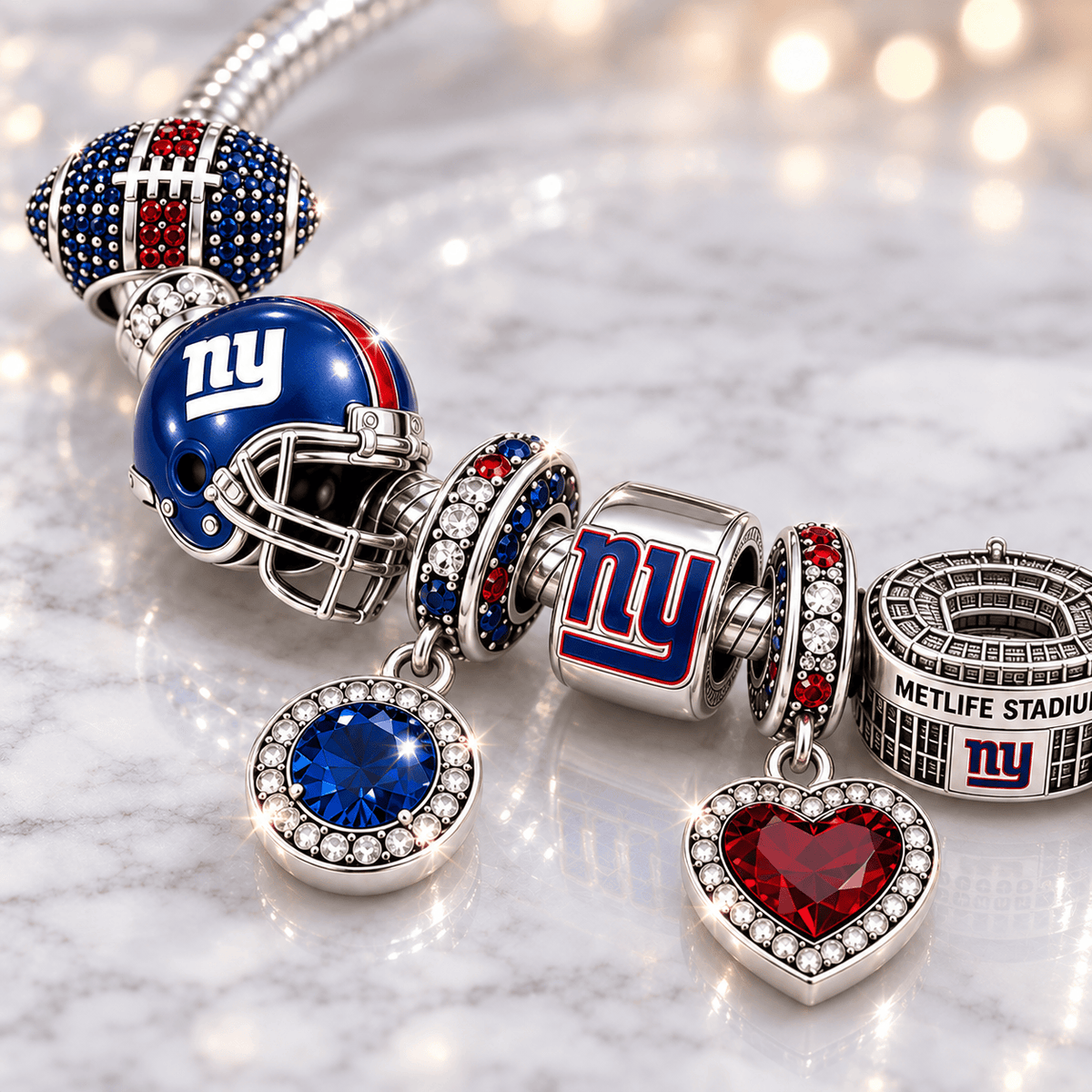 NYG Silver Charm Bracelet Set BMD