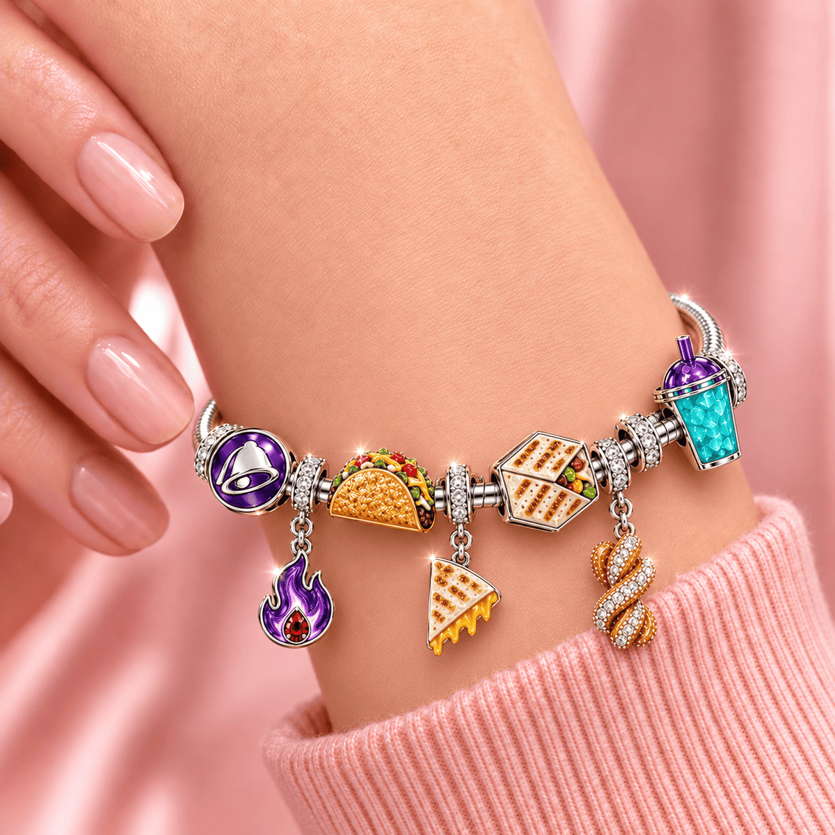 TCB Silver Charm Bracelet Set TMH