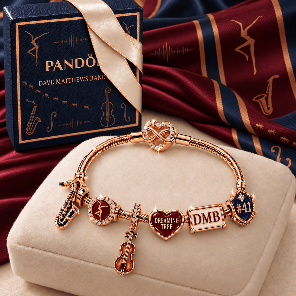 DMB Rose Gold Charm Bracelet Set TTTT