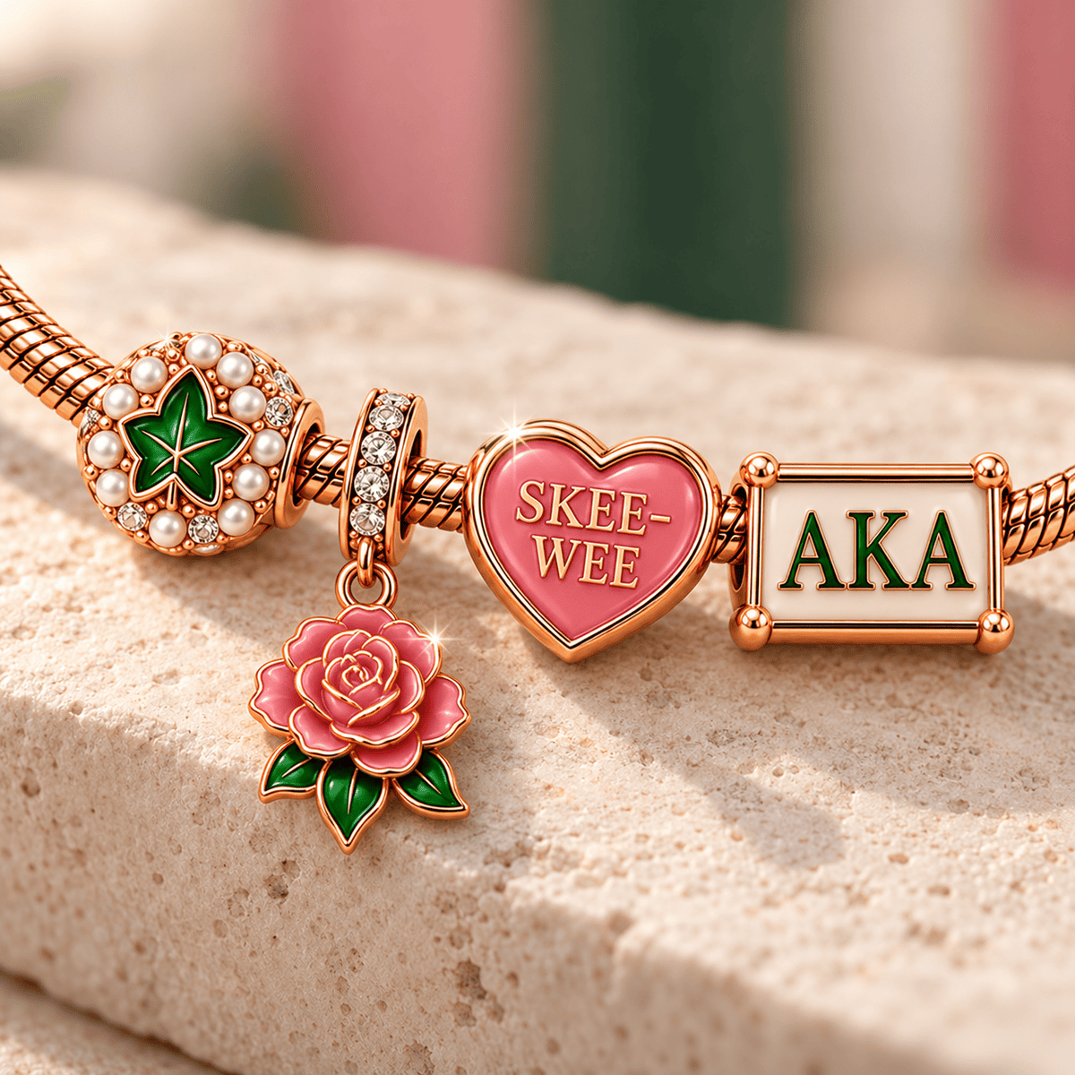 AKA Rose Gold Charm Bracelet Set TTTT
