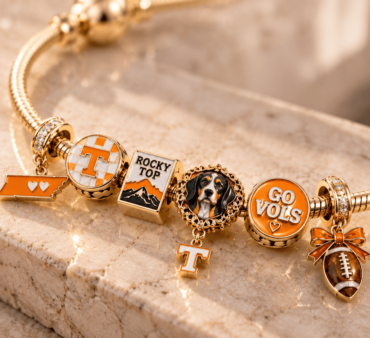 TVF Gold Charm Bracelet Set TTN